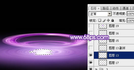 Photoshop设计制作梦幻的舞台上圆环形紫色星点光束29