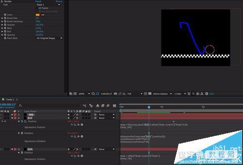 AE怎么使用Expression绘制滚铁环的动画?8