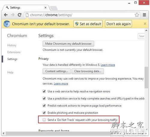 开启谷歌Chrome浏览器 不追踪 不被广告扰的方法2