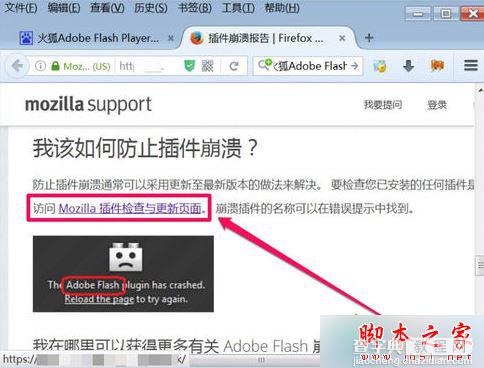 火狐浏览器提示插件Adobe Flash已崩溃的解决方法2