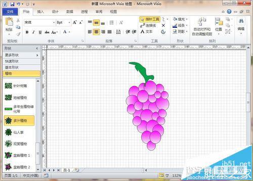 visio怎么画紫色的卡通葡萄?8