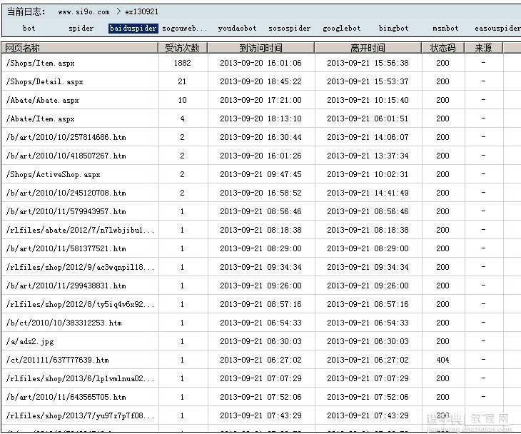 亮析网站日志分析工具结果预览2