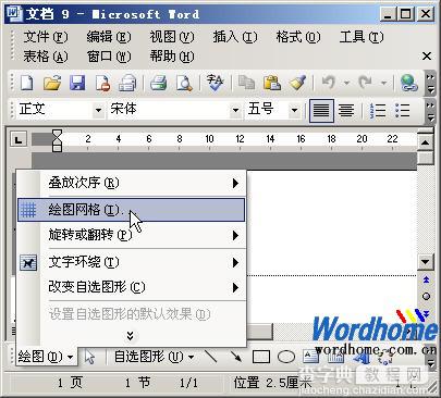 Word绘图工具栏精确移动图片的设置1