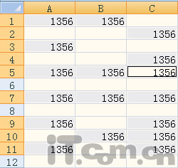 填充Excel中不连续的单元格的方法2