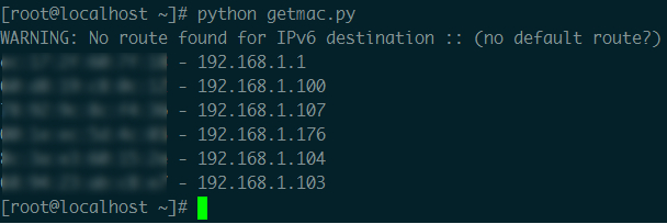python通过scapy获取局域网所有主机mac地址示例1