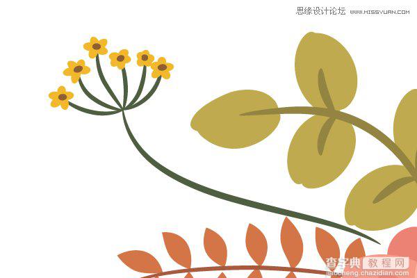 Illustrator画笔工具绘制漂亮复古典雅风格的花朵花藤教程13