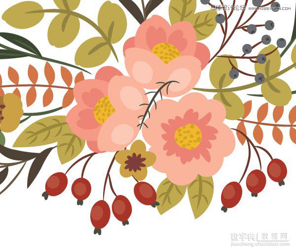 Illustrator画笔工具绘制漂亮复古典雅风格的花朵花藤教程27
