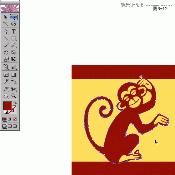 用Illustrator制作红色风格的2004猴年贺卡13