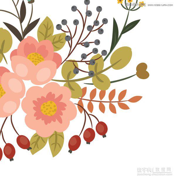 Illustrator画笔工具绘制漂亮复古典雅风格的花朵花藤教程22