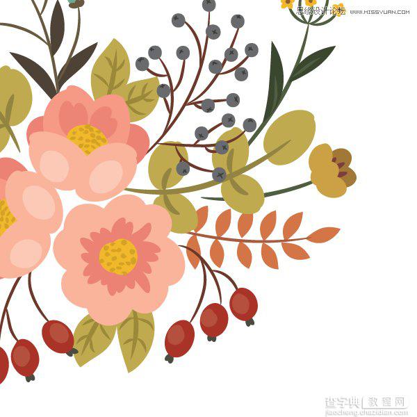 Illustrator画笔工具绘制漂亮复古典雅风格的花朵花藤教程24
