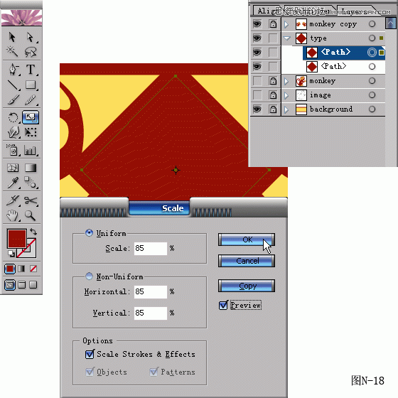 用Illustrator制作红色风格的2004猴年贺卡19
