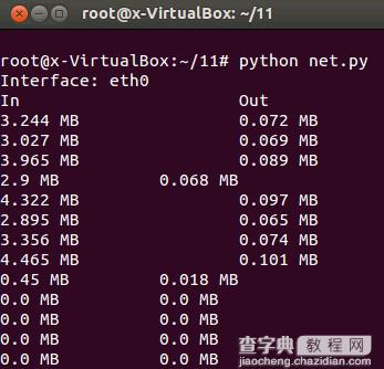 linux系统使用python监测网络接口获取网络的输入输出1