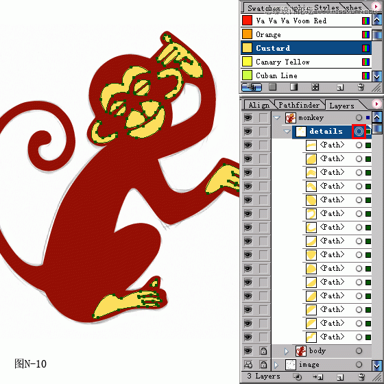 用Illustrator制作红色风格的2004猴年贺卡11