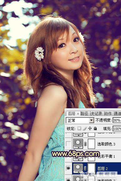 Photoshop将偏暗的可爱女孩照片加上漂亮的暗蓝色18