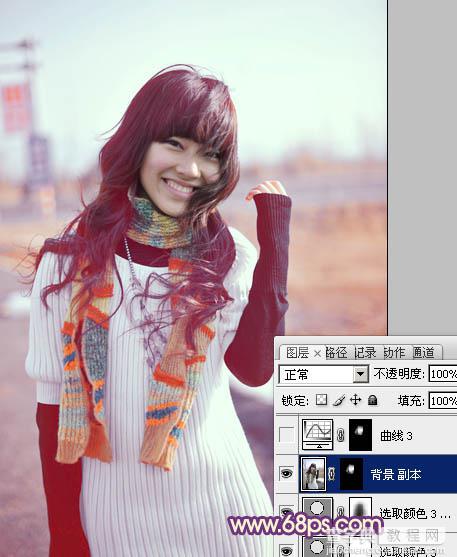 Photoshop将写真人物图片增加温暖橙紫色效果29