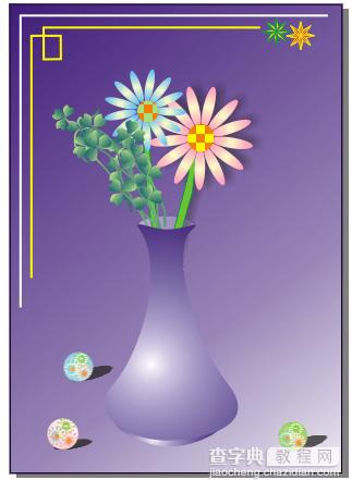 CDR绘制插鲜花的紫色花瓶49