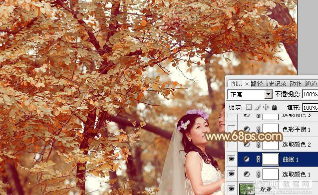 Photoshop将树林婚片打造出柔和温馨的秋季暖色调13