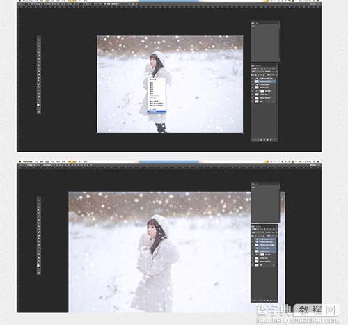 Photoshop给外景人像添加纯白梦幻的雪景效果8
