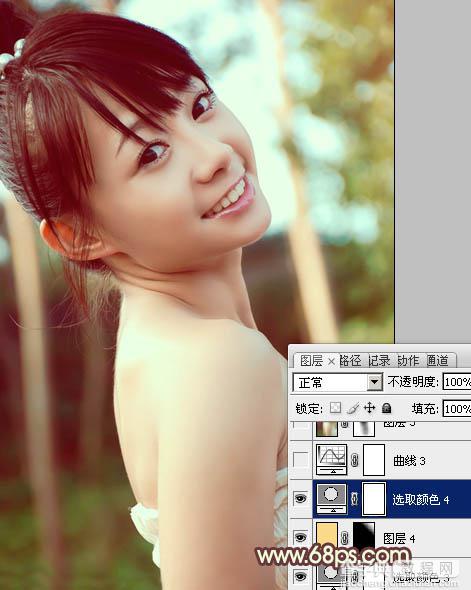Photoshop为外景美女图片增加上淡淡的青黄蜜糖色29