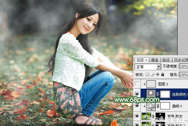 Photoshop将草地人物图片打造出梦幻的秋季青绿色44