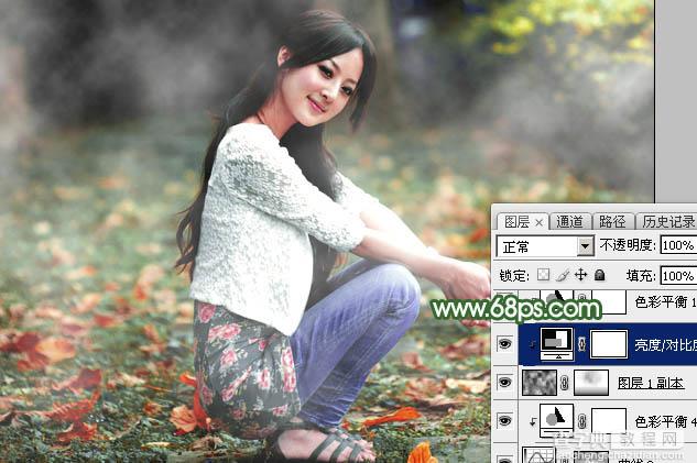 Photoshop将草地人物图片打造出梦幻的秋季青绿色34