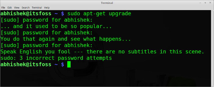 Ubuntu中自定义sudo密码错误提示的技巧2