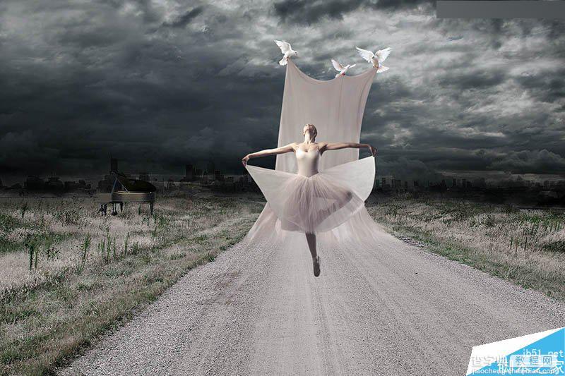 Photoshop创意合成在马路上翩翩起舞的芭蕾舞者13