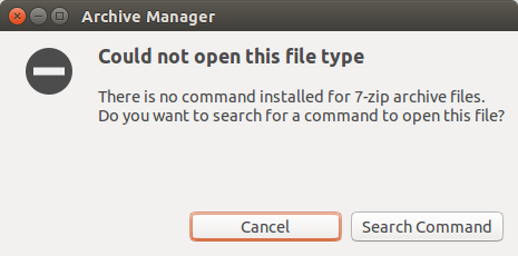 Ubuntu修复There is no command installed for 7-zip archive files错误1