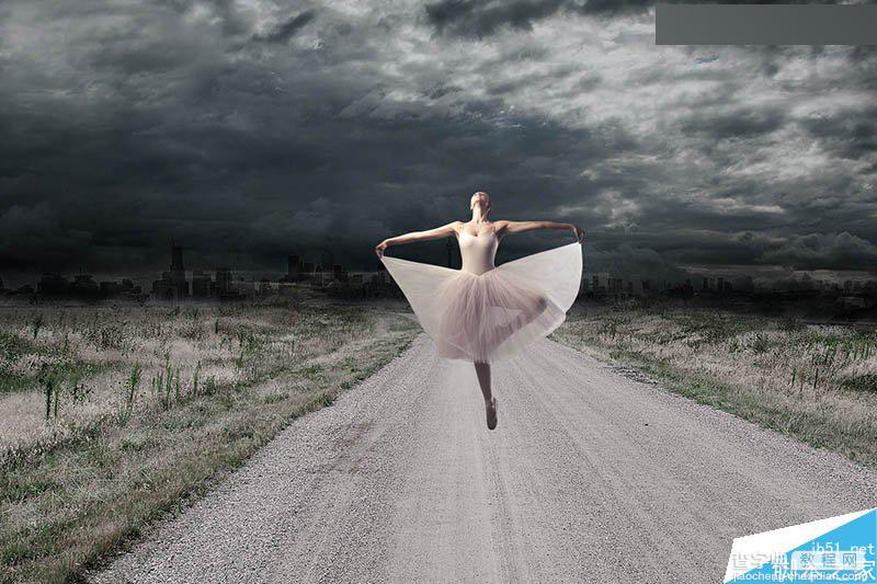 Photoshop创意合成在马路上翩翩起舞的芭蕾舞者9