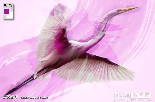 photoshop 利用素材制作漂亮的紫色水彩画11