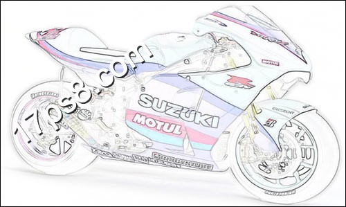photoshop将铃木摩托车制作出彩色素描图片效果1