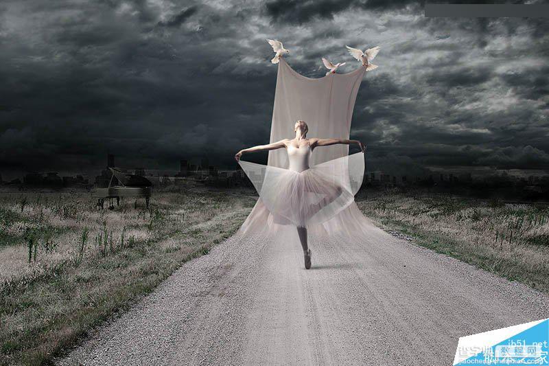 Photoshop创意合成在马路上翩翩起舞的芭蕾舞者15