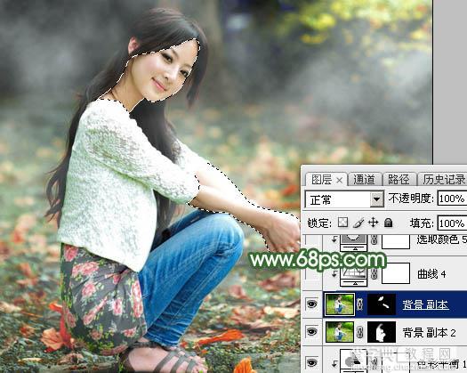 Photoshop将草地人物图片打造出梦幻的秋季青绿色38