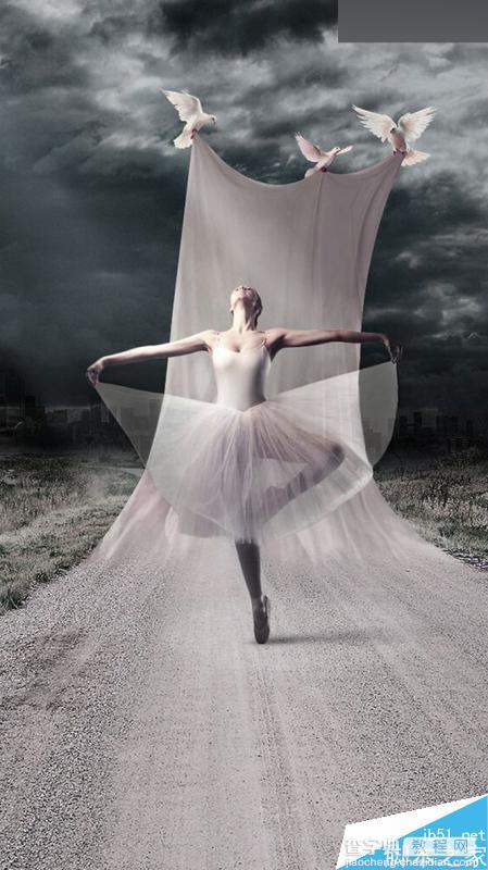 Photoshop创意合成在马路上翩翩起舞的芭蕾舞者19