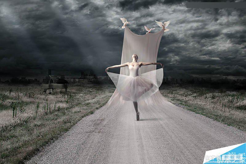 Photoshop创意合成在马路上翩翩起舞的芭蕾舞者16