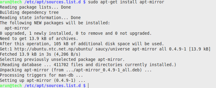 在Ubuntu系统中使用APT-mirror本地软件仓库的教程1