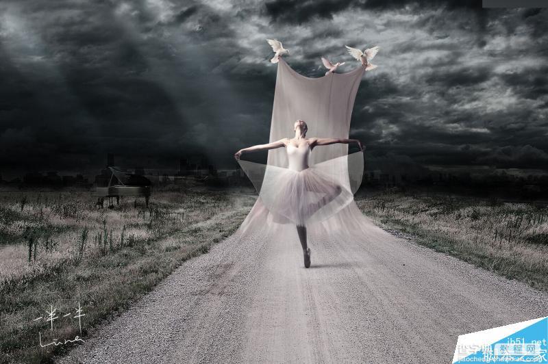 Photoshop创意合成在马路上翩翩起舞的芭蕾舞者17