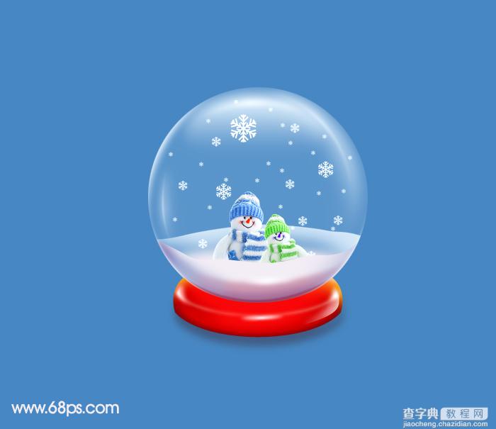 Photoshop设计制作出逼真漂亮的圣诞雪花水晶球1