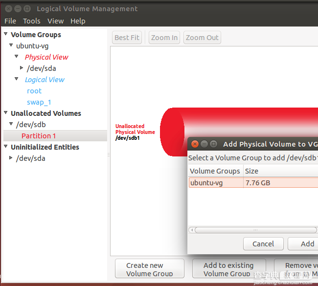 Ubuntu系统上使用LVM调整硬盘分区的教程4